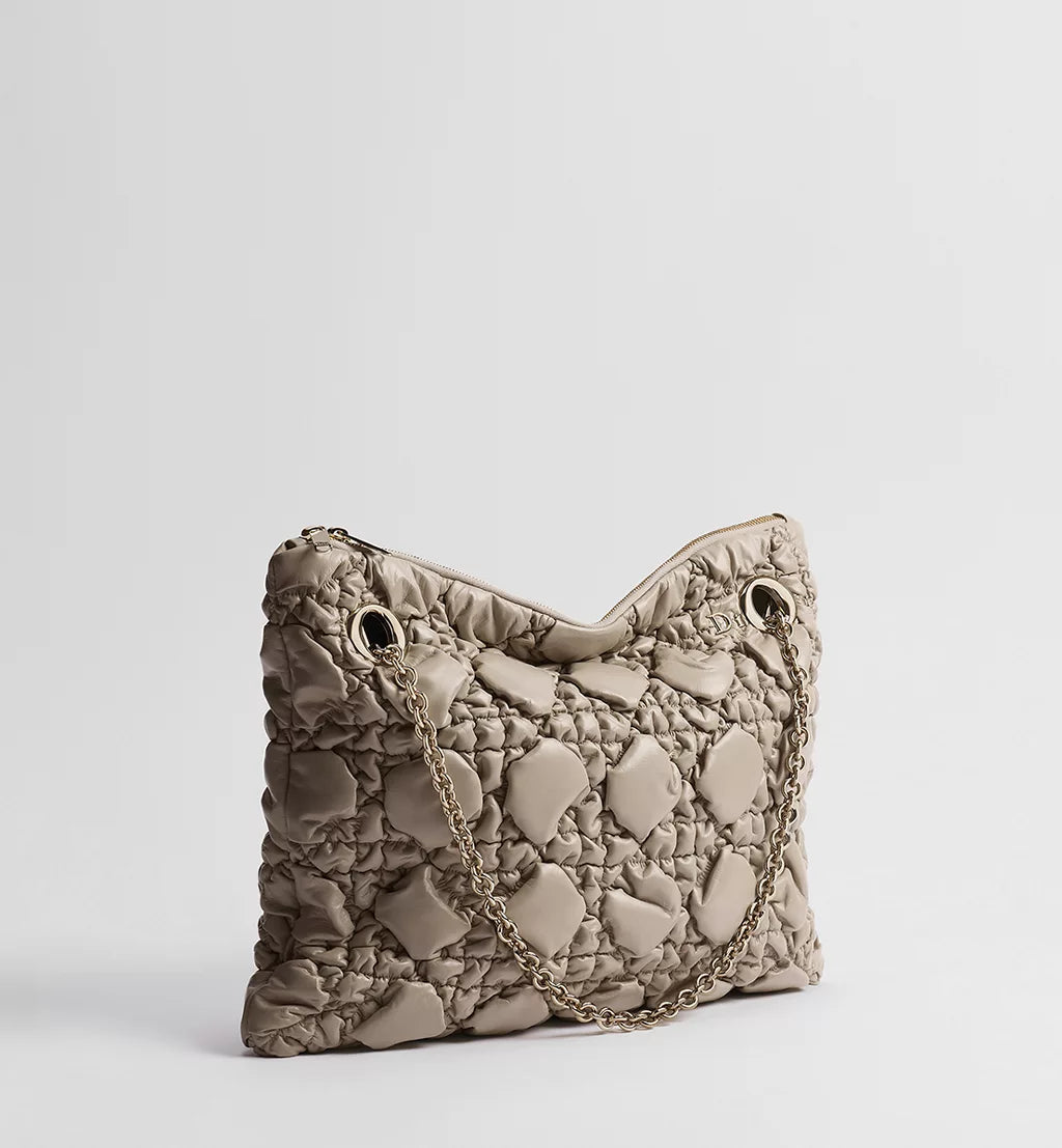 Medium Dior Milly-La-Forêt Bag Sand-Colored Puffy Macrocannage Calfskin