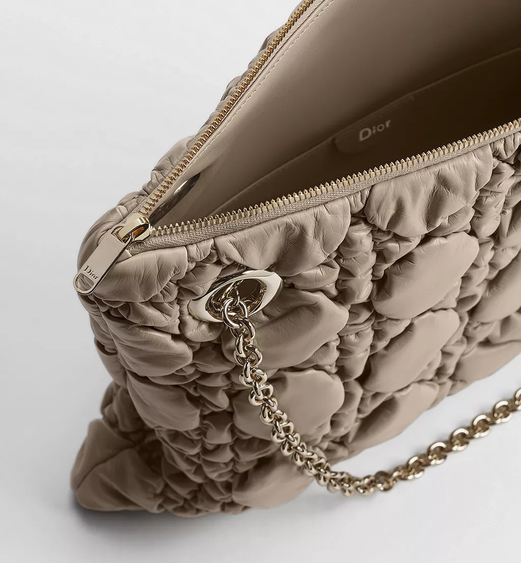 Medium Dior Milly-La-Forêt Bag Sand-Colored Puffy Macrocannage Calfskin