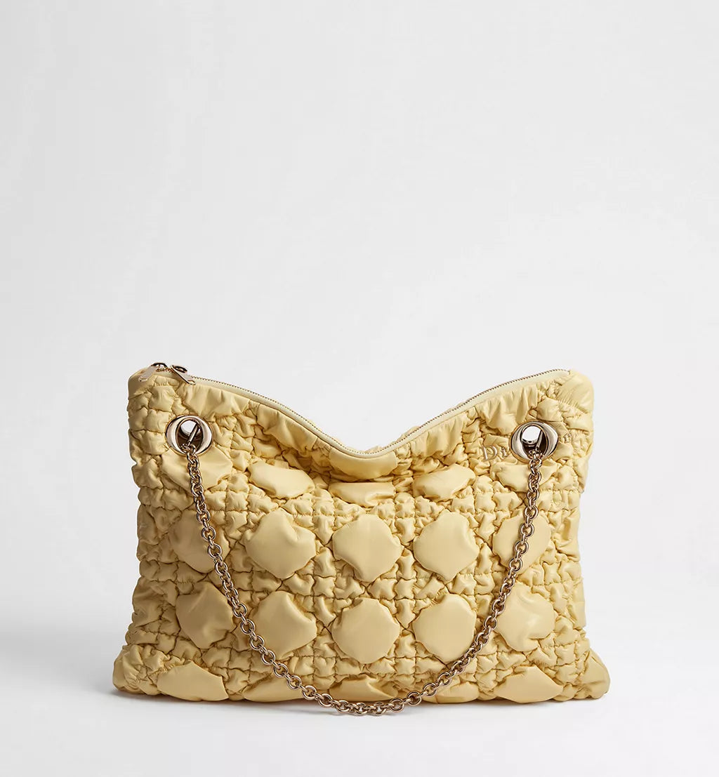 Medium Dior Milly-La-Forêt Bag Light Yellow Puffy Macrocannage Calfskin