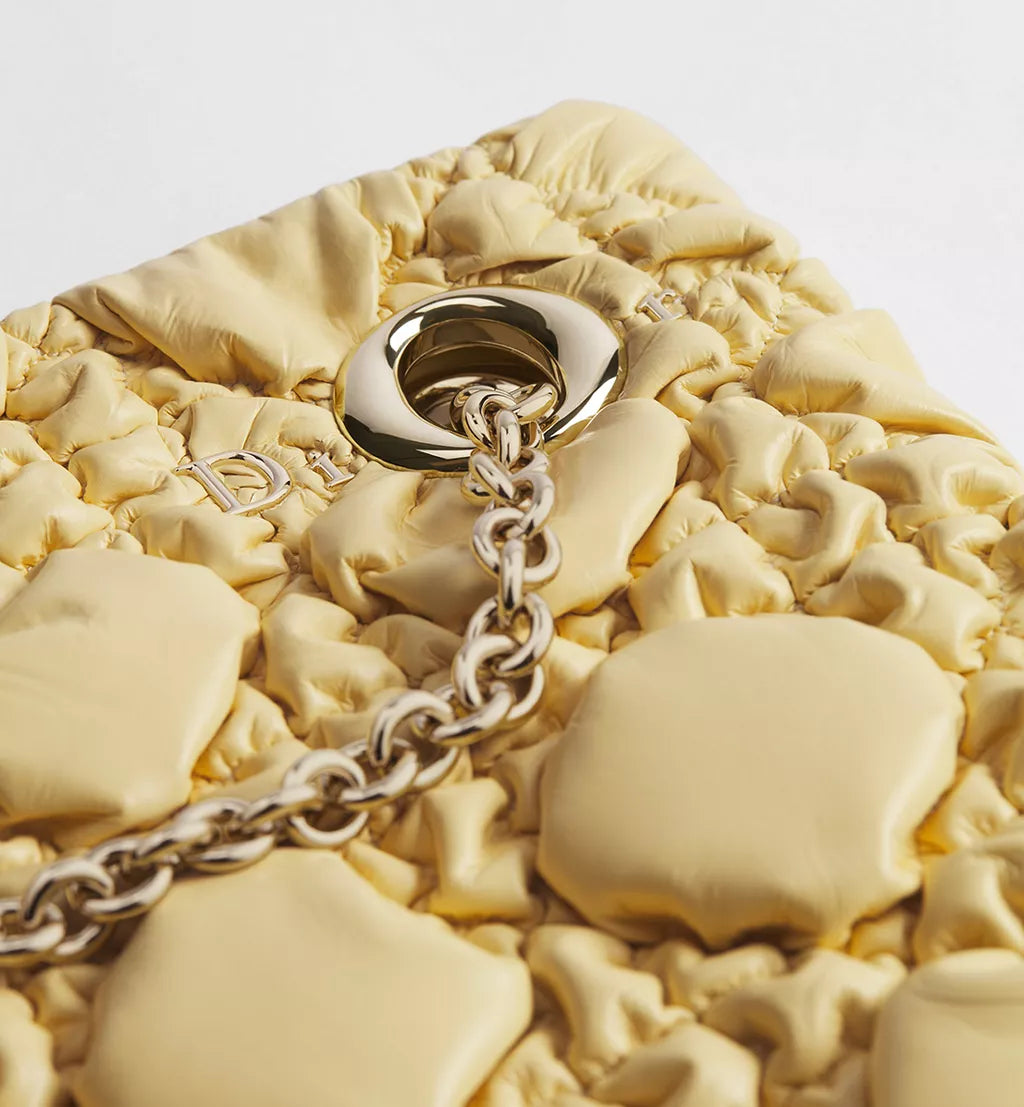 Medium Dior Milly-La-Forêt Bag Light Yellow Puffy Macrocannage Calfskin
