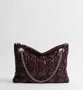 Medium Dior Milly-La-Forêt Bag Maroon Banner Puffy Macrocannage Calfskin