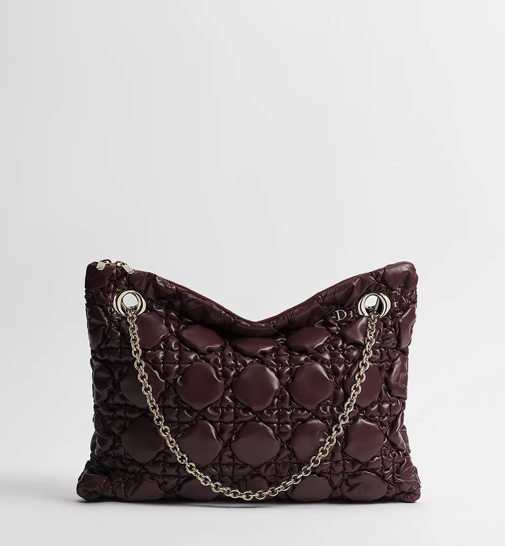 Medium Dior Milly-La-Forêt Bag Maroon Banner Puffy Macrocannage Calfskin