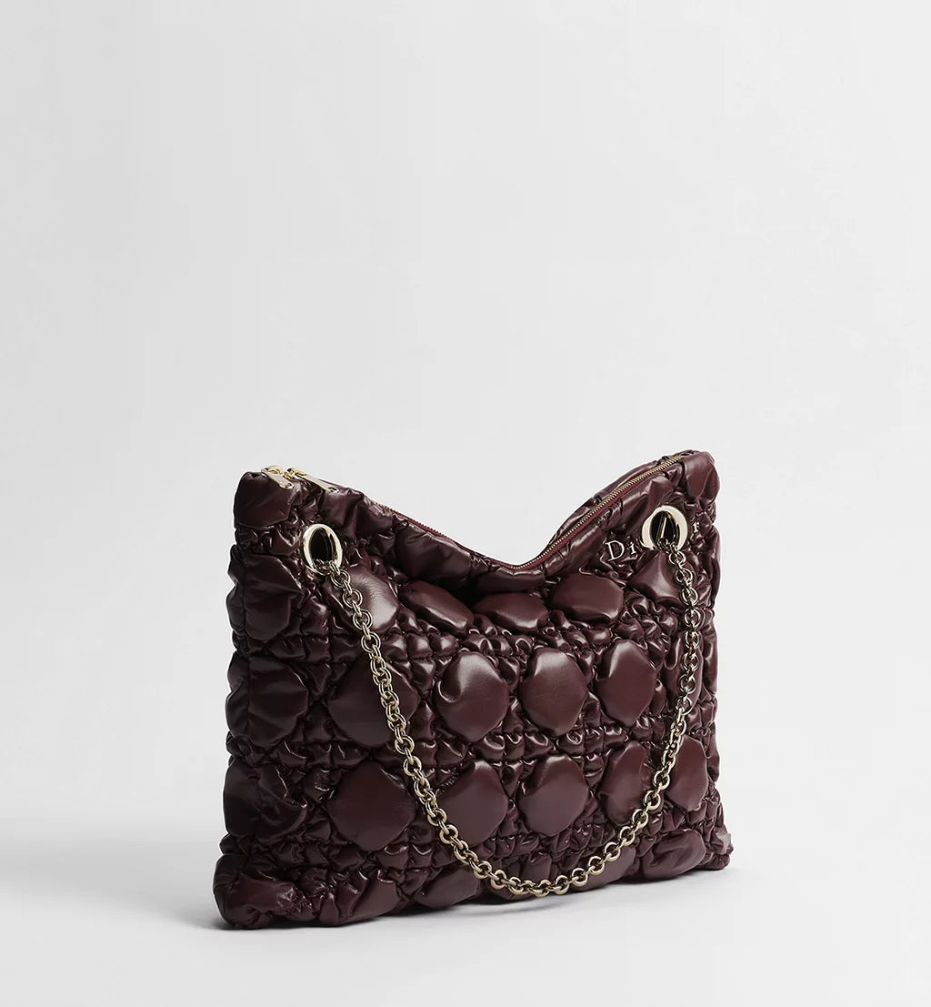 Medium Dior Milly-La-Forêt Bag Maroon Banner Puffy Macrocannage Calfskin
