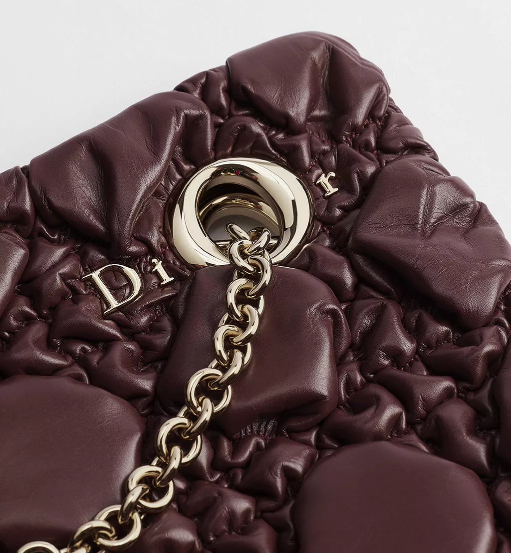 Medium Dior Milly-La-Forêt Bag Maroon Banner Puffy Macrocannage Calfskin