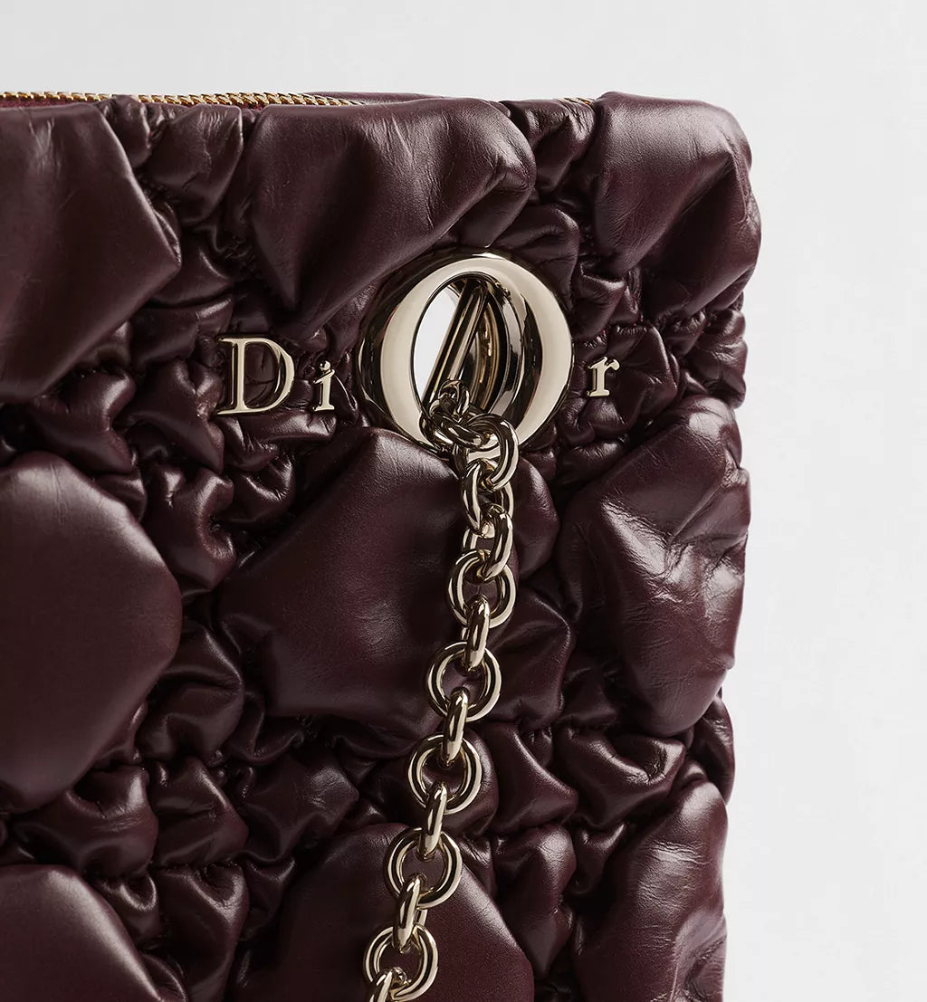 Medium Dior Milly-La-Forêt Bag Maroon Banner Puffy Macrocannage Calfskin