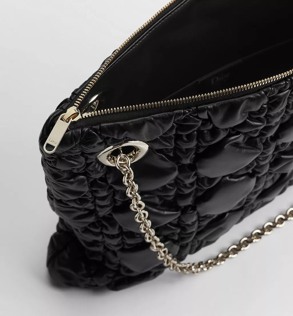 Medium Dior Milly-La-Forêt Bag Black Puffy Macrocannage Calfskin