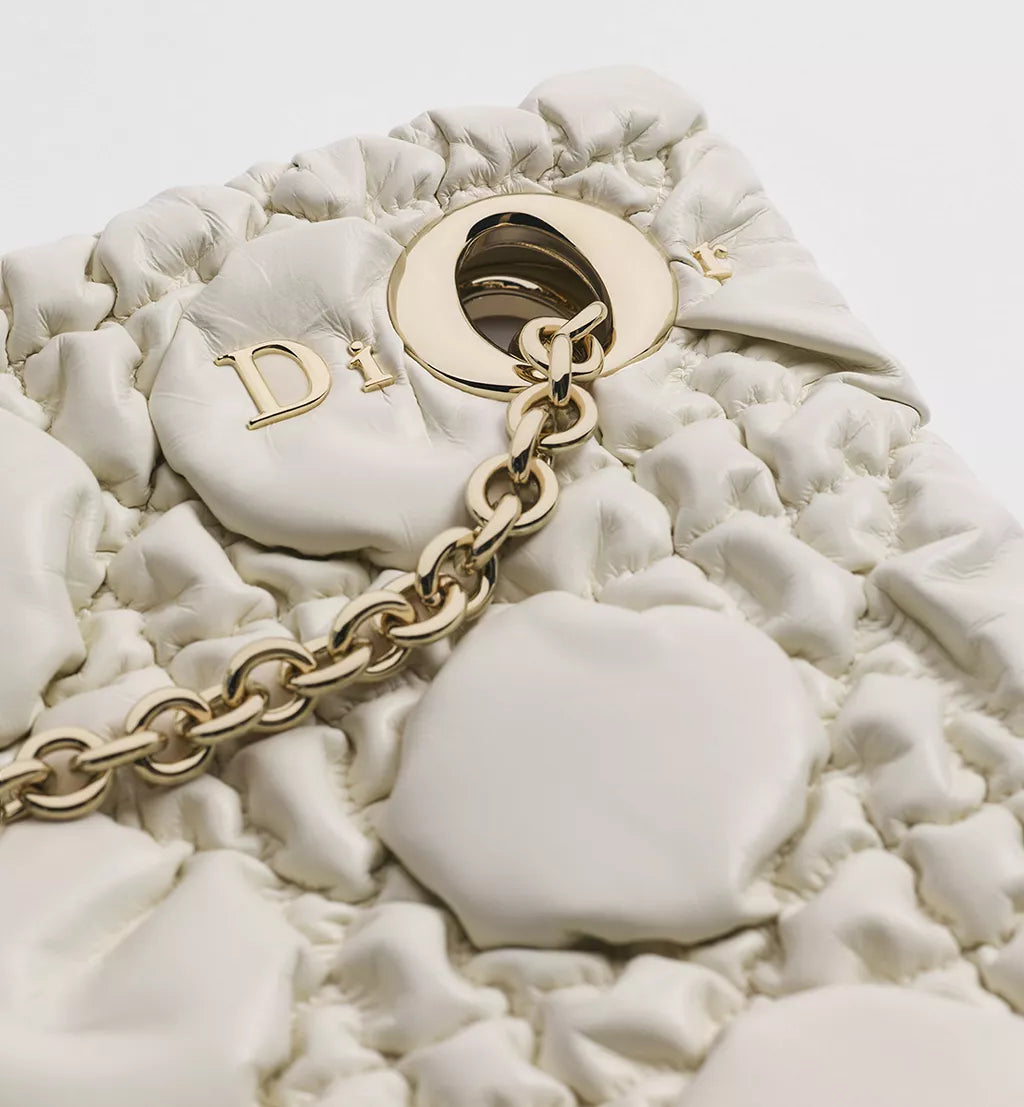 Small Dior Milly-La-Forêt Bag Latte Puffy Macrocannage Calfskin