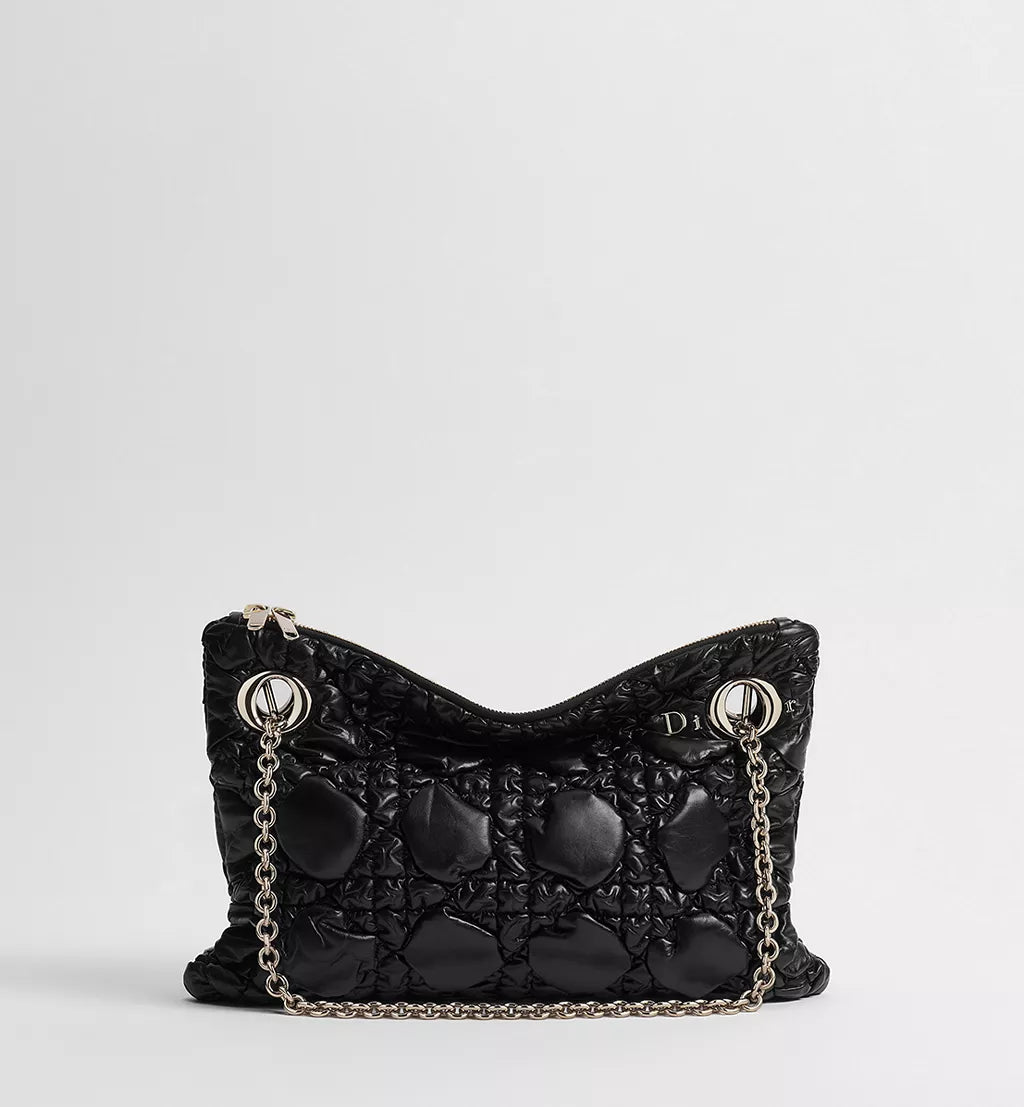 Small Dior Milly-La-Forêt Bag Black Puffy Macrocannage Calfskin