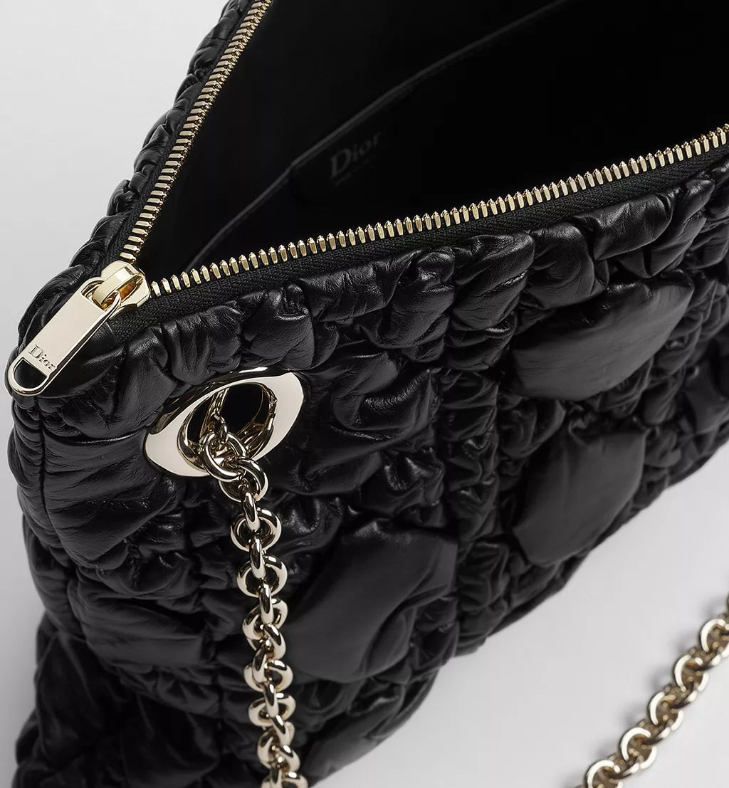 Small Dior Milly-La-Forêt Bag Black Puffy Macrocannage Calfskin