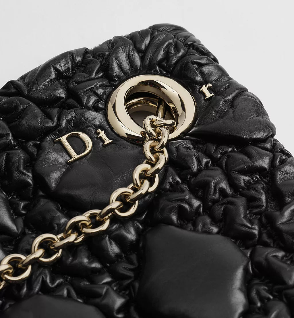 Small Dior Milly-La-Forêt Bag Black Puffy Macrocannage Calfskin