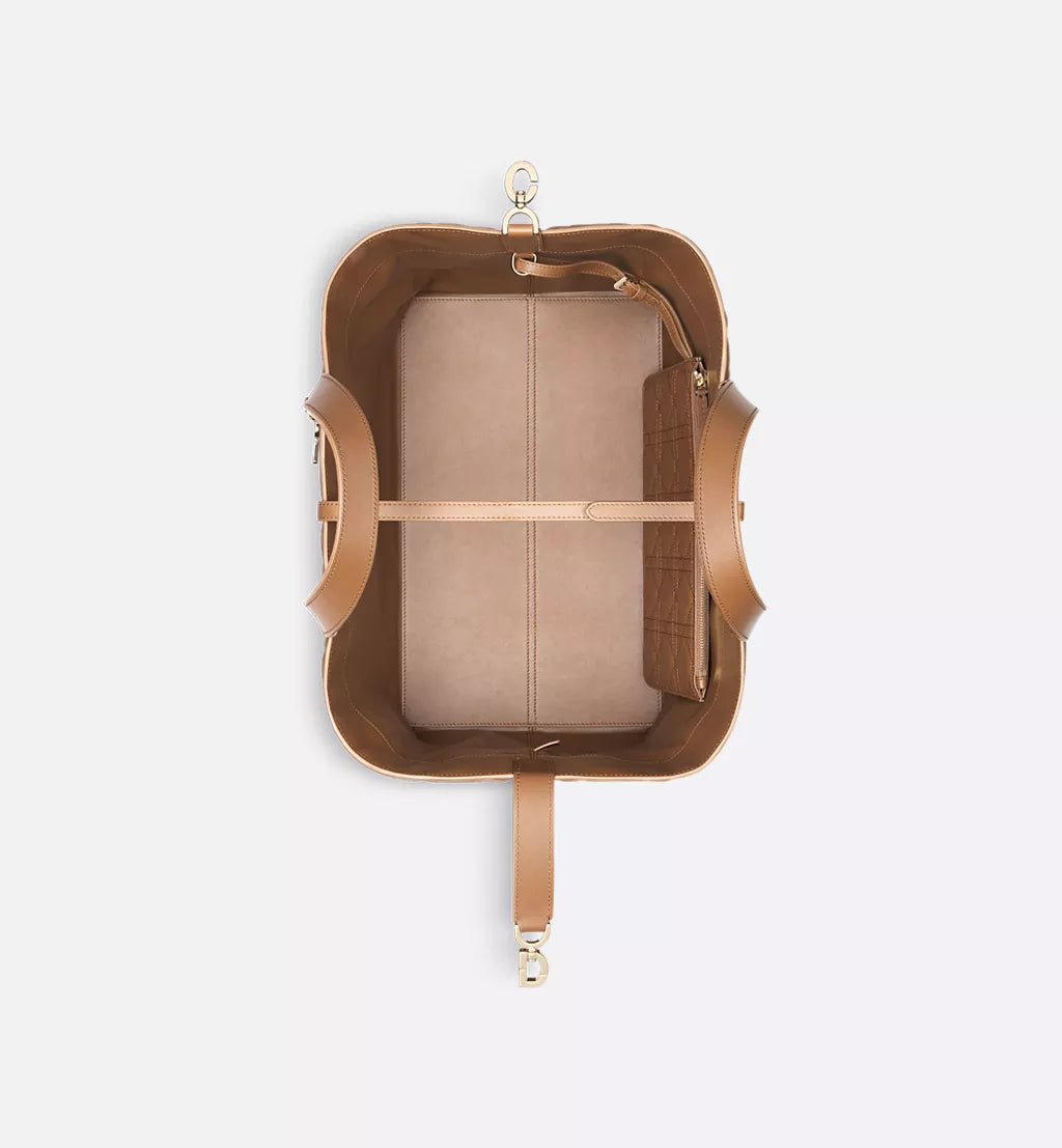 Large Dior Toujours Bag Camel Macrocannage Calfskin