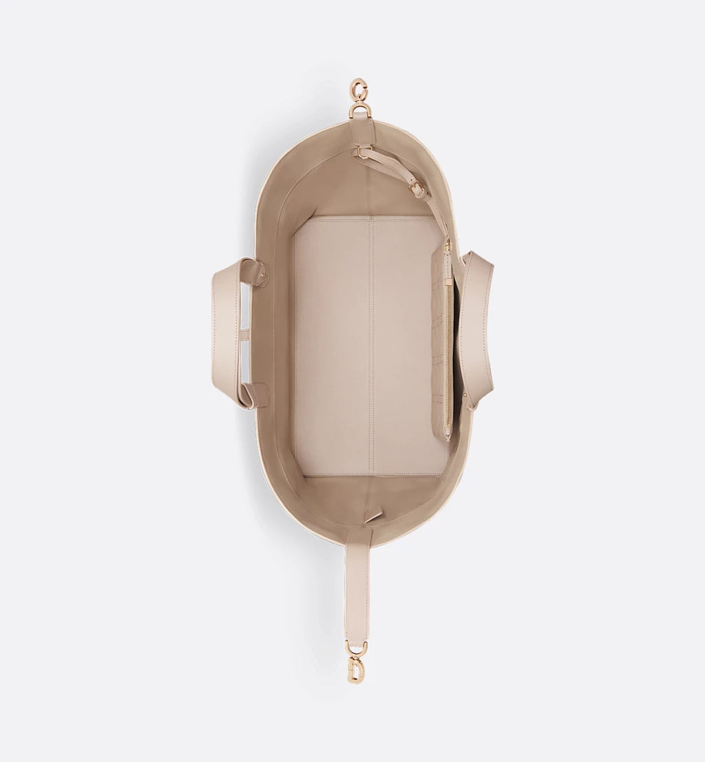 Large Dior Toujours Bag Desert Taupe Macrocannage Calfskin