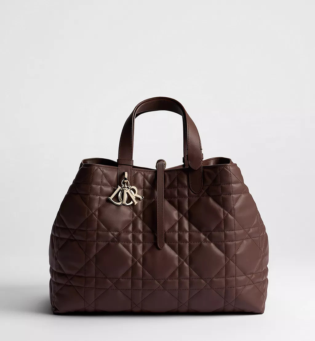 Large Dior Toujours Bag New Marron Macrocannage Calfskin