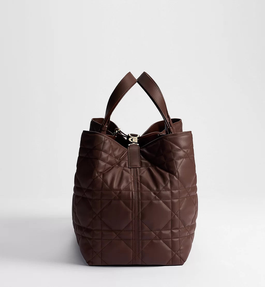Large Dior Toujours Bag New Marron Macrocannage Calfskin