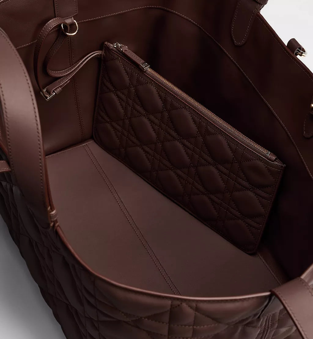 Large Dior Toujours Bag New Marron Macrocannage Calfskin