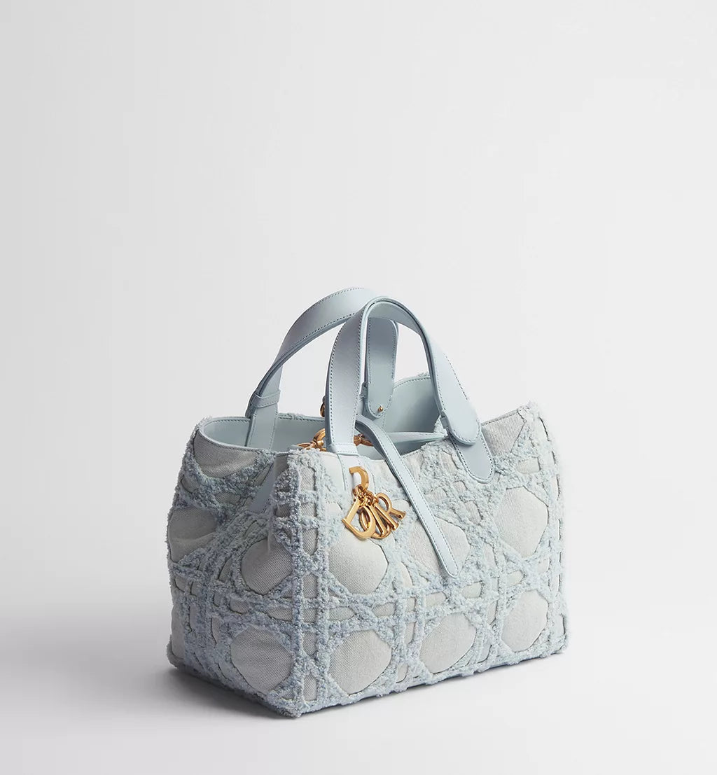 Medium Dior Toujours Bag Blue Cannage Denim