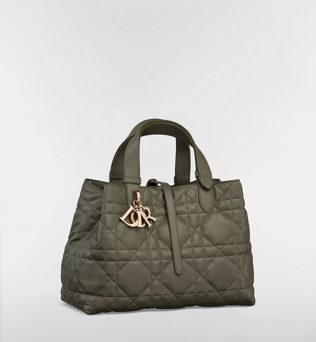 Medium Dior Toujours Bag Olive Taupe Macrocannage Calfskin