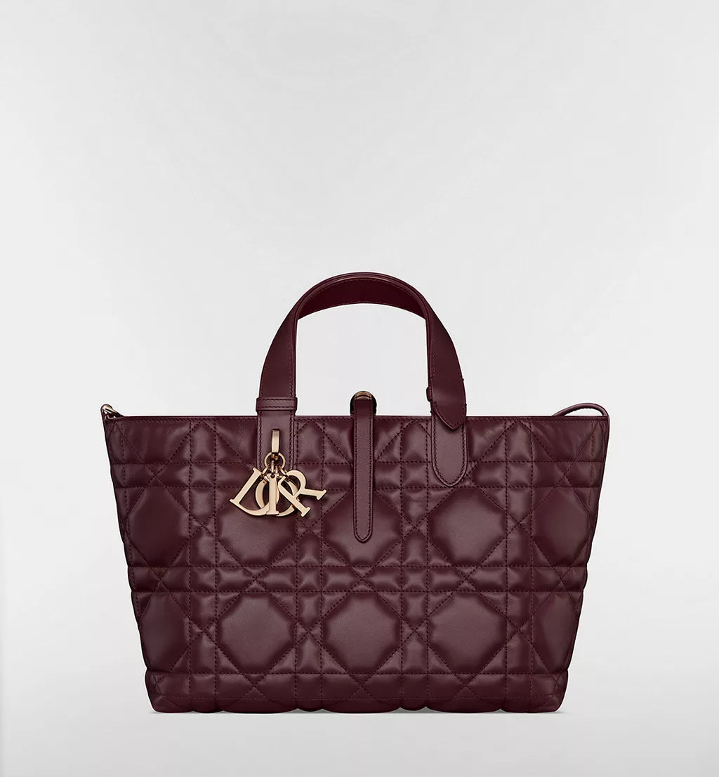 Medium Dior Toujours Bag Deep Amaranth Macrocannage Calfskin