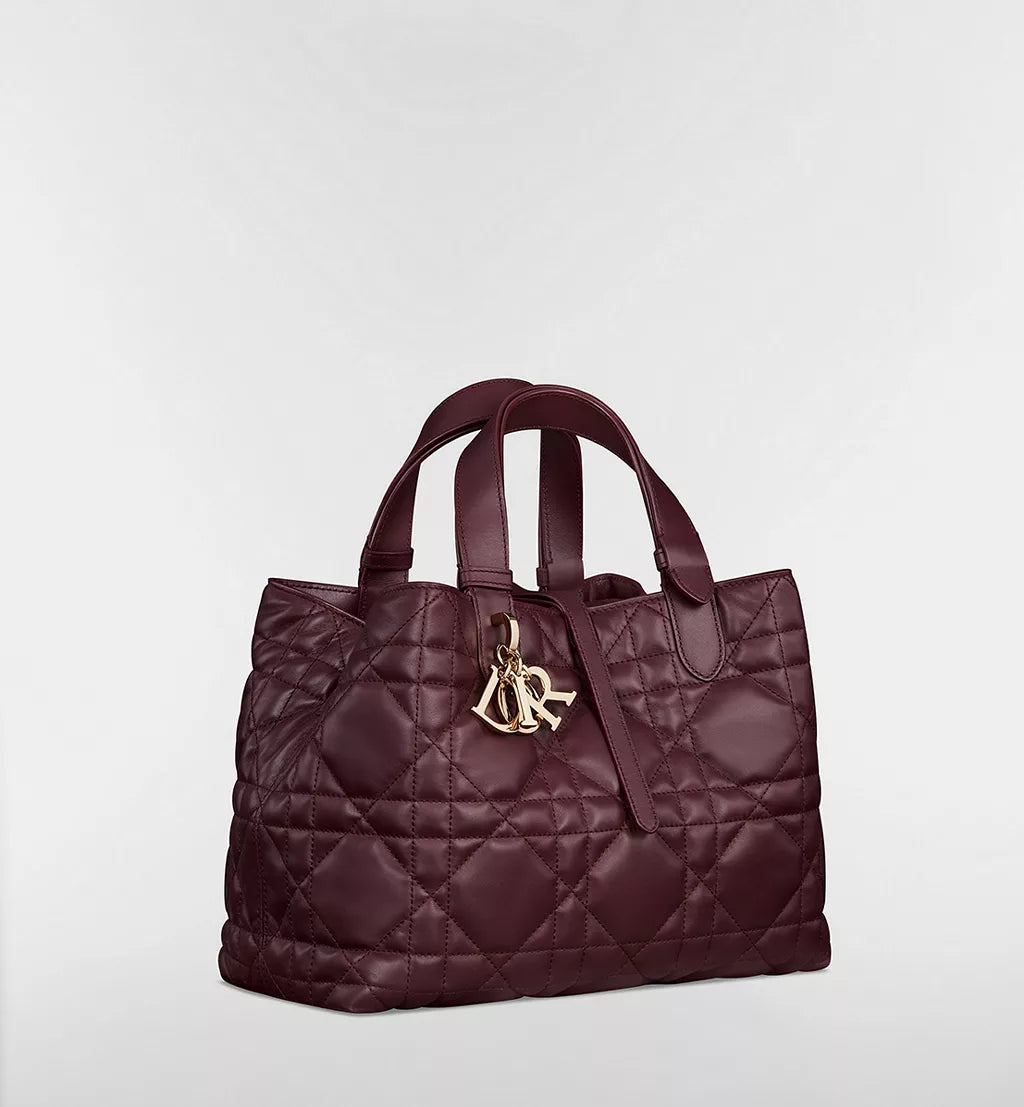 Medium Dior Toujours Bag Deep Amaranth Macrocannage Calfskin