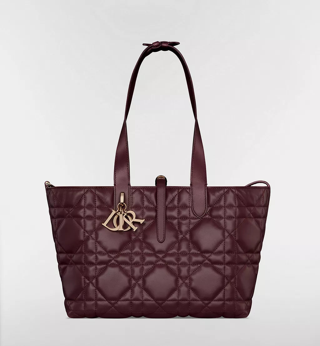 Medium Dior Toujours Bag Deep Amaranth Macrocannage Calfskin