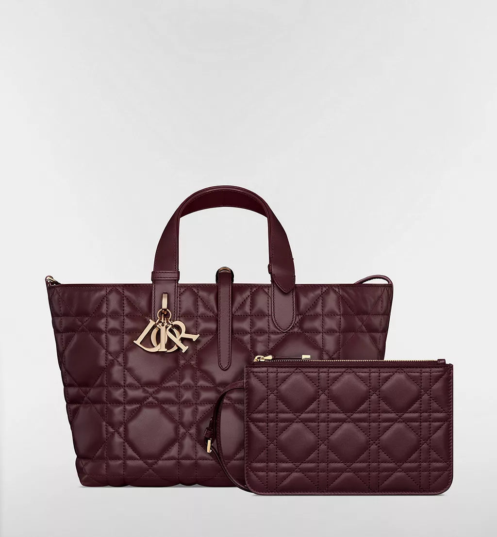 Medium Dior Toujours Bag Deep Amaranth Macrocannage Calfskin