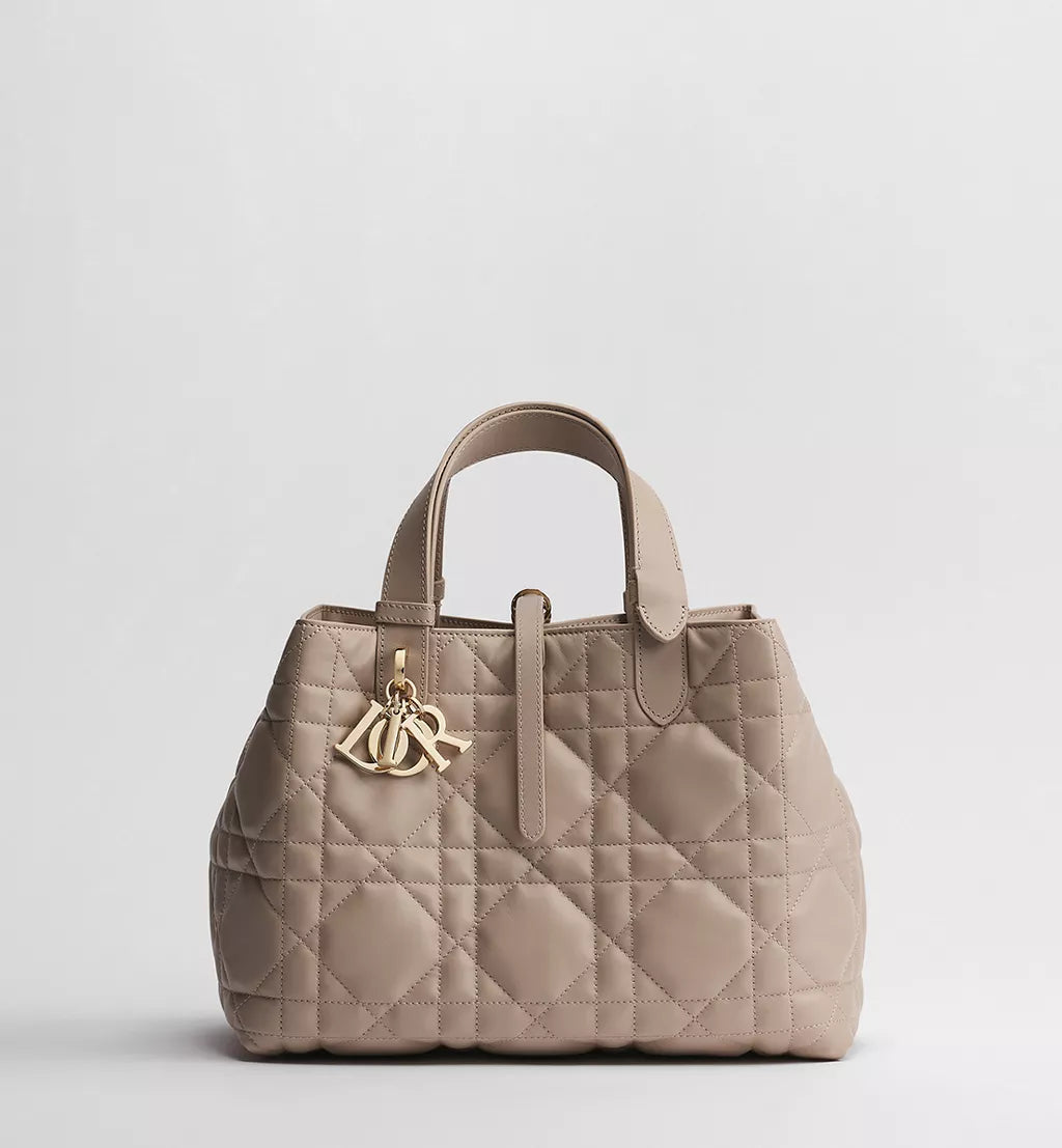 Medium Dior Toujours Bag Powder Beige Macrocannage Calfskin