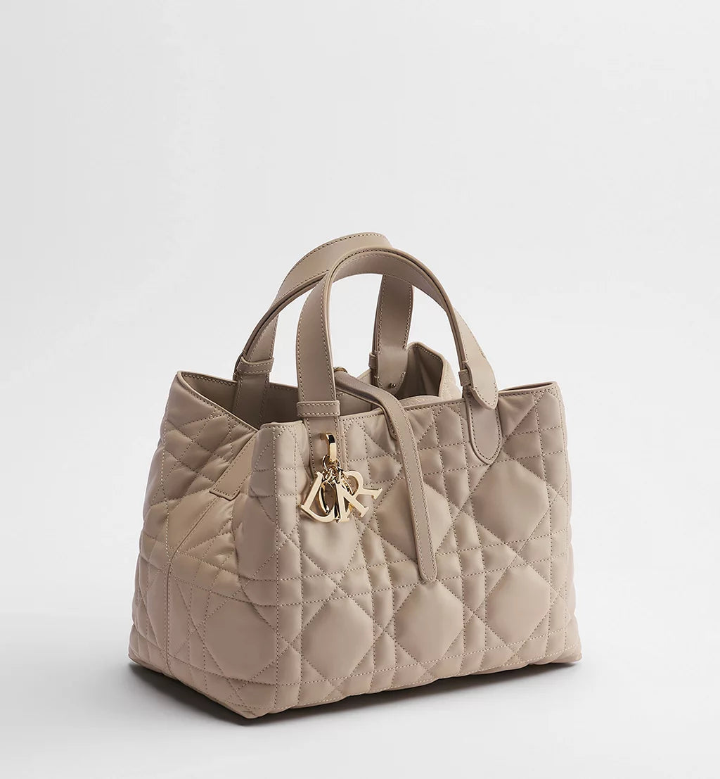 Medium Dior Toujours Bag Powder Beige Macrocannage Calfskin