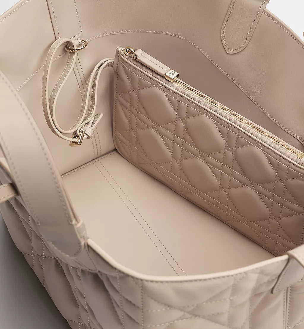 Medium Dior Toujours Bag Powder Beige Macrocannage Calfskin