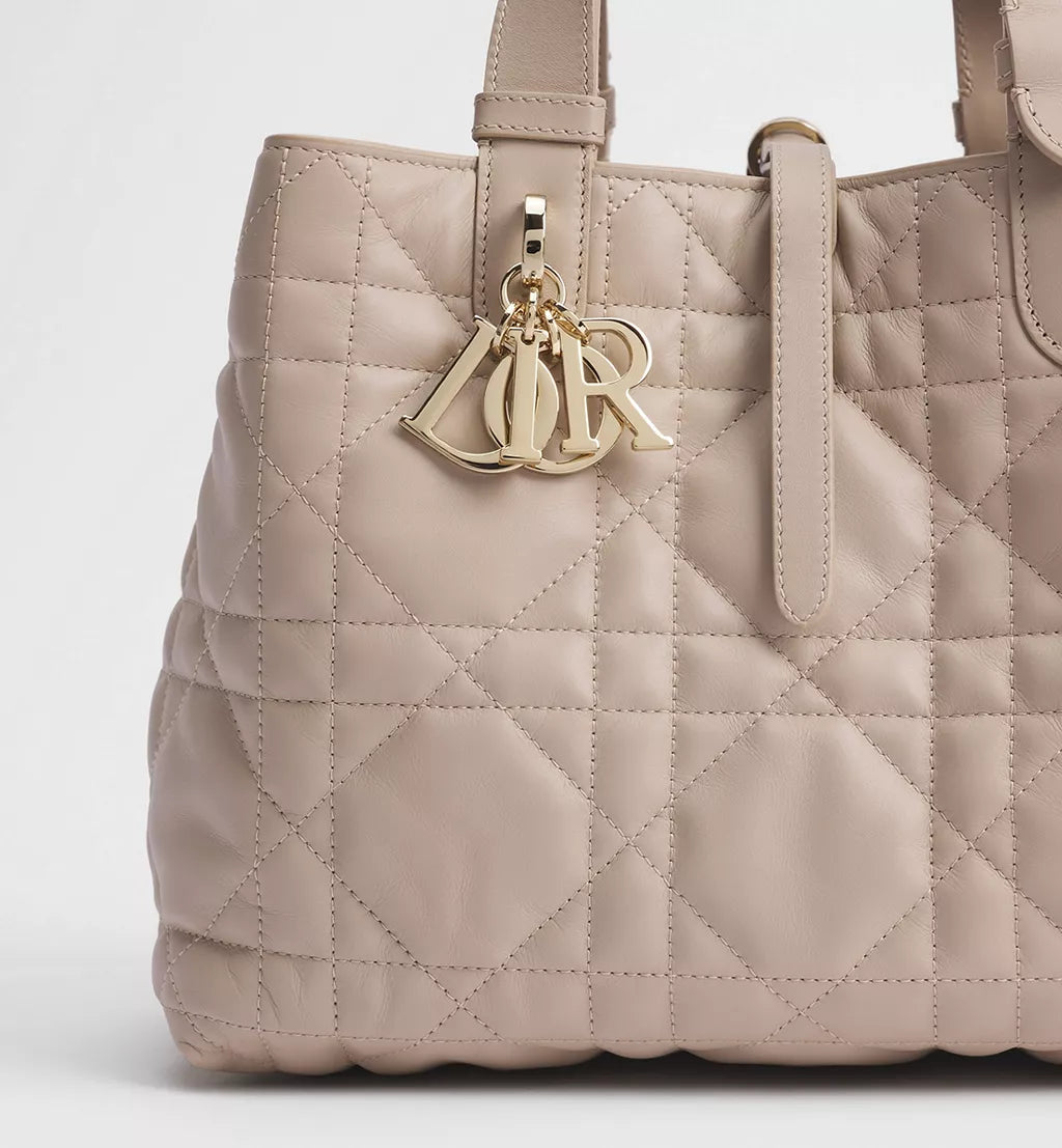 Medium Dior Toujours Bag Powder Beige Macrocannage Calfskin