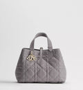 Medium Dior Toujours Bag Trianon Gray Macrocannage Calfskin