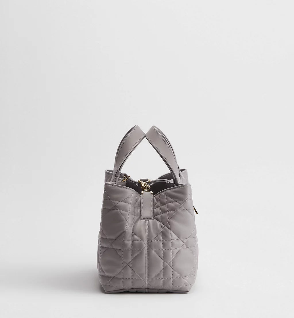 Medium Dior Toujours Bag Trianon Gray Macrocannage Calfskin