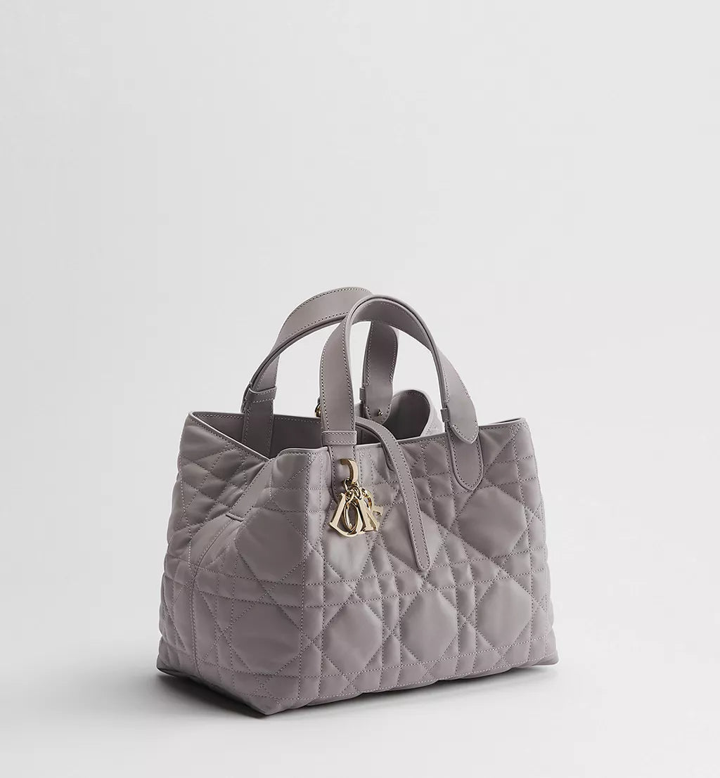 Medium Dior Toujours Bag Trianon Gray Macrocannage Calfskin