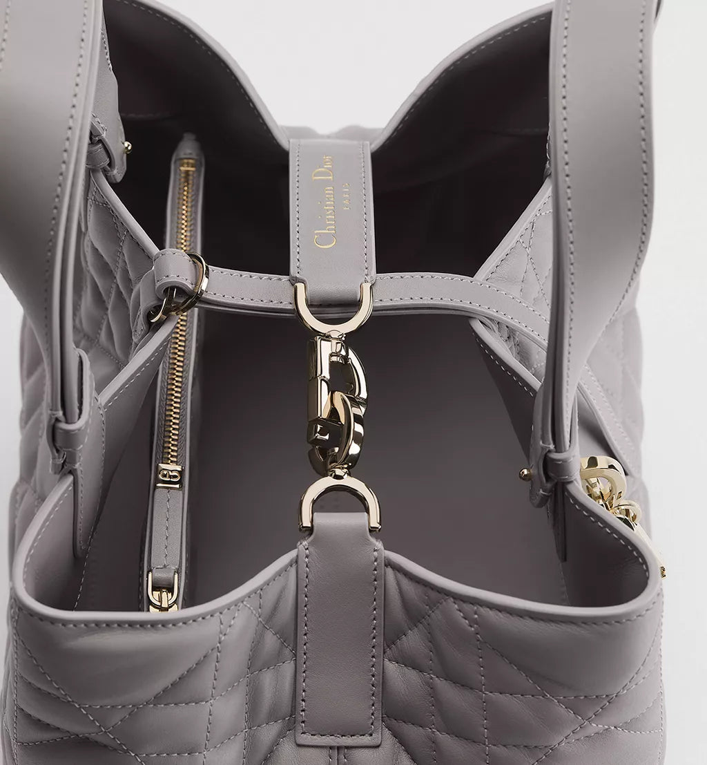Medium Dior Toujours Bag Trianon Gray Macrocannage Calfskin