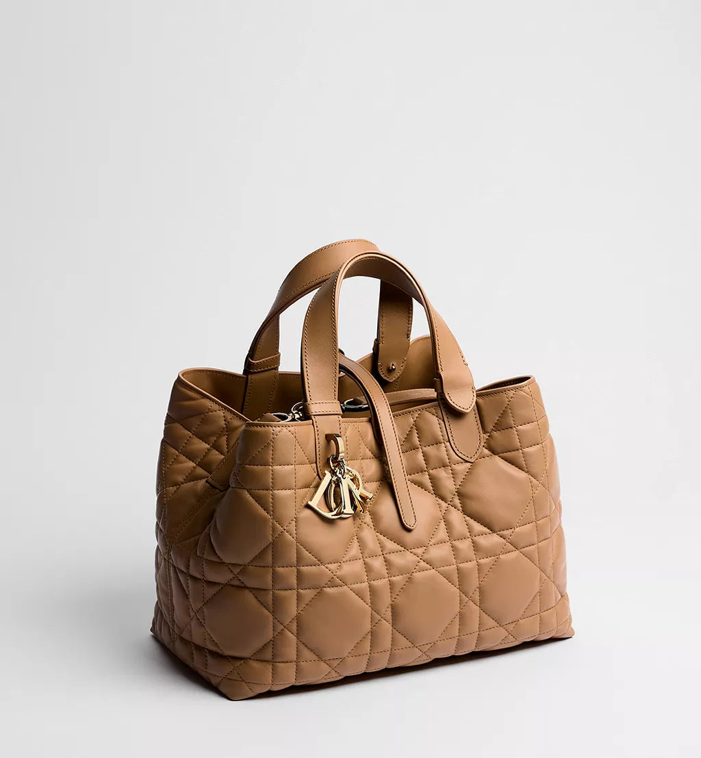 Medium Dior Toujours Bag Camel Macrocannage Calfskin