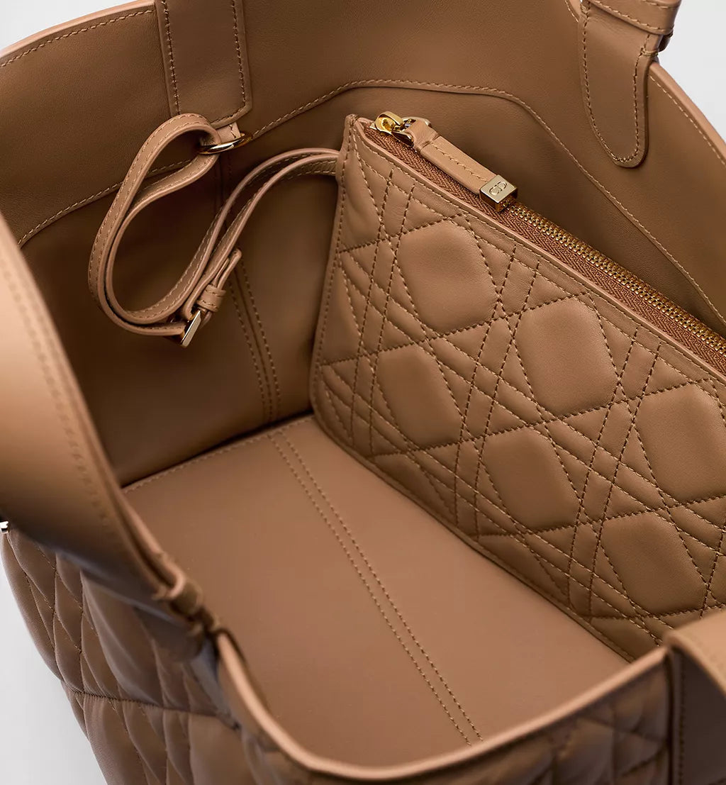 Medium Dior Toujours Bag Camel Macrocannage Calfskin