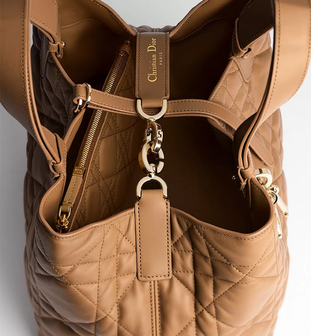 Medium Dior Toujours Bag Camel Macrocannage Calfskin