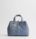 Medium Dior Toujours Bag Blue Gray Macrocannage Calfskin
