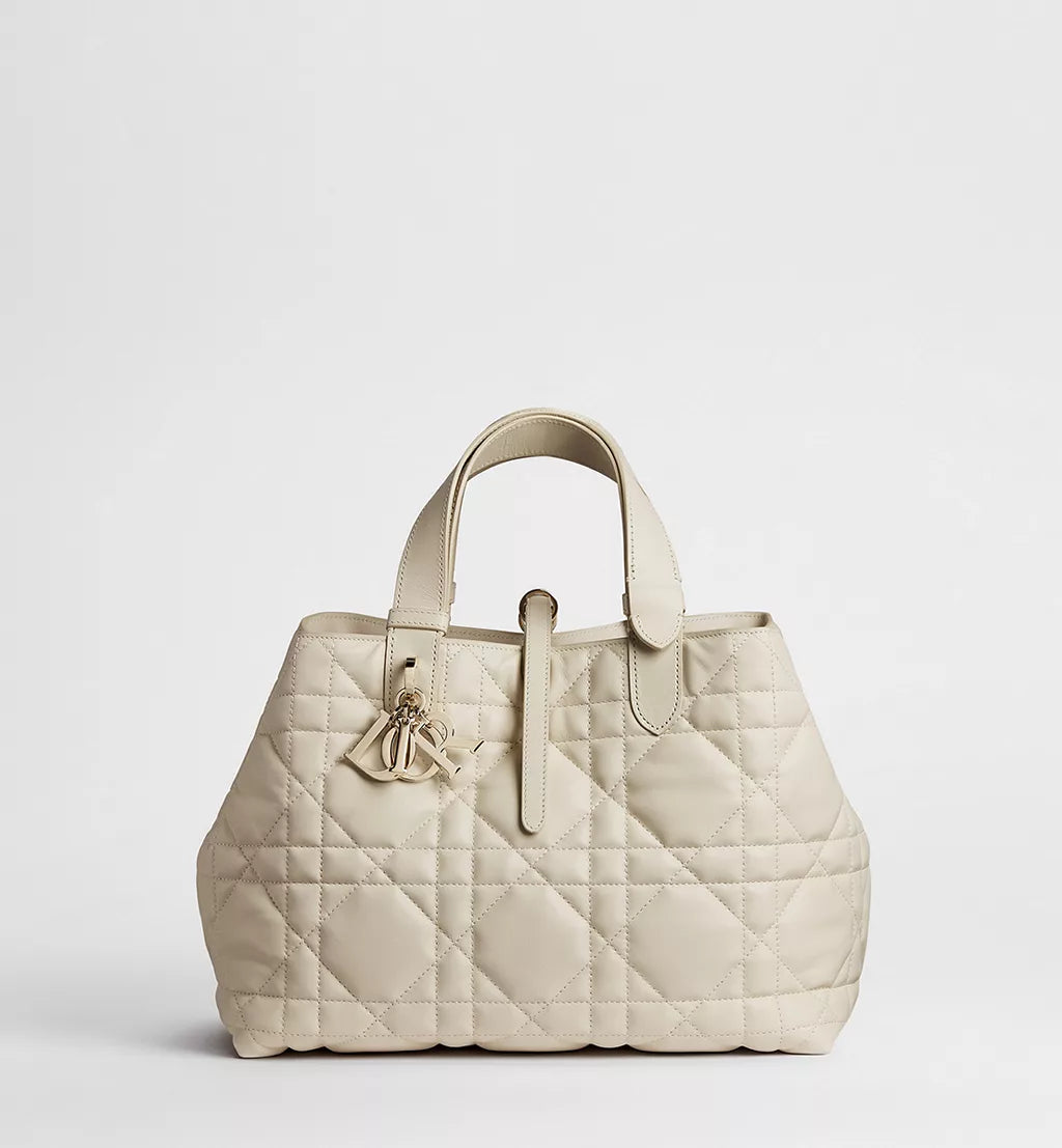 Medium Dior Toujours Bag Craie Macrocannage Calfskin