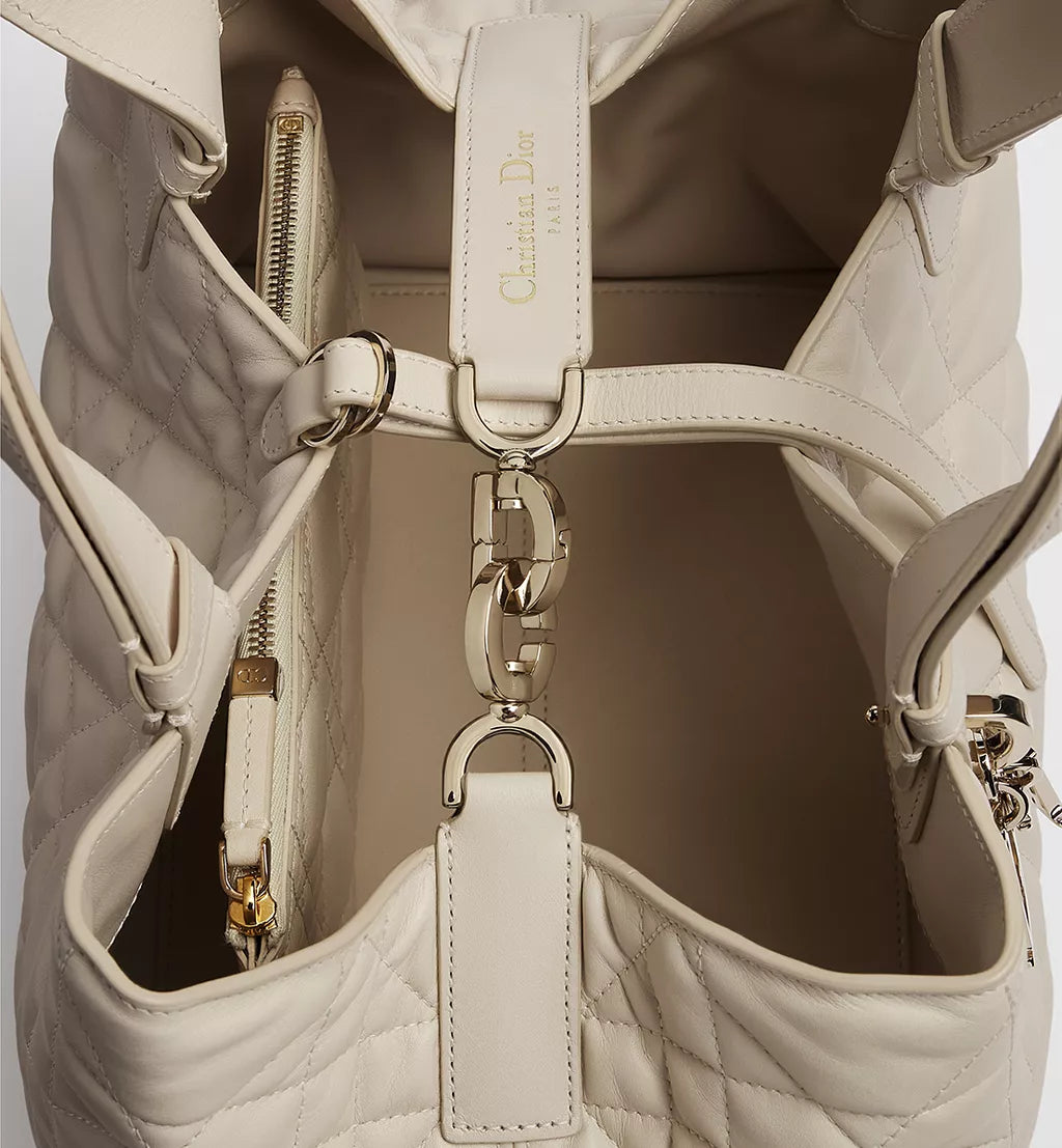 Medium Dior Toujours Bag Craie Macrocannage Calfskin