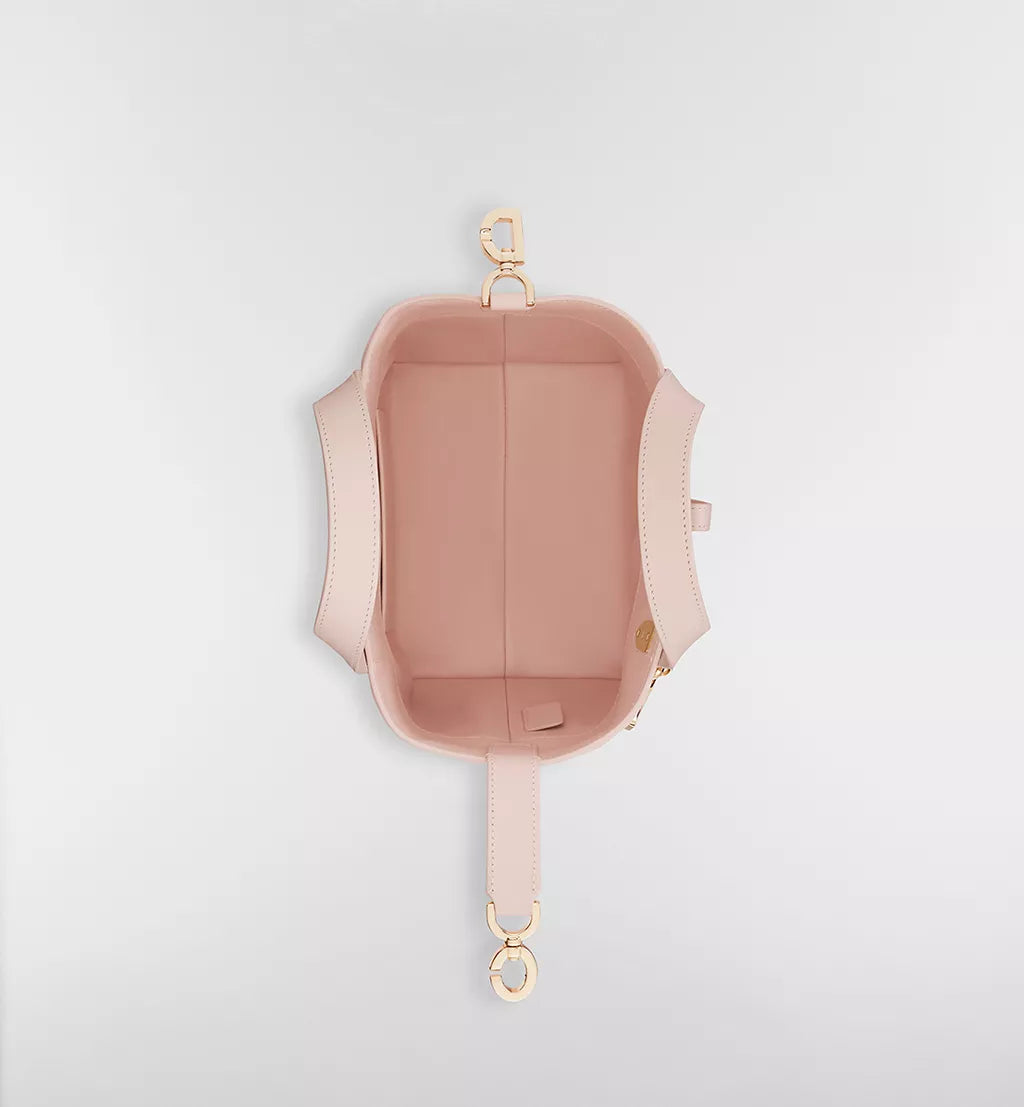 Small Dior Toujours Vertical Tote Bag Powder Pink Macrocannage Calfskin