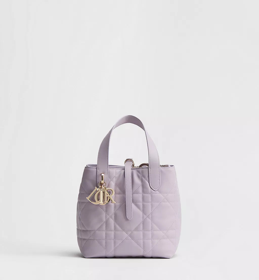 Small Dior Toujours Vertical Tote Bag Lilas Macrocannage Calfskin