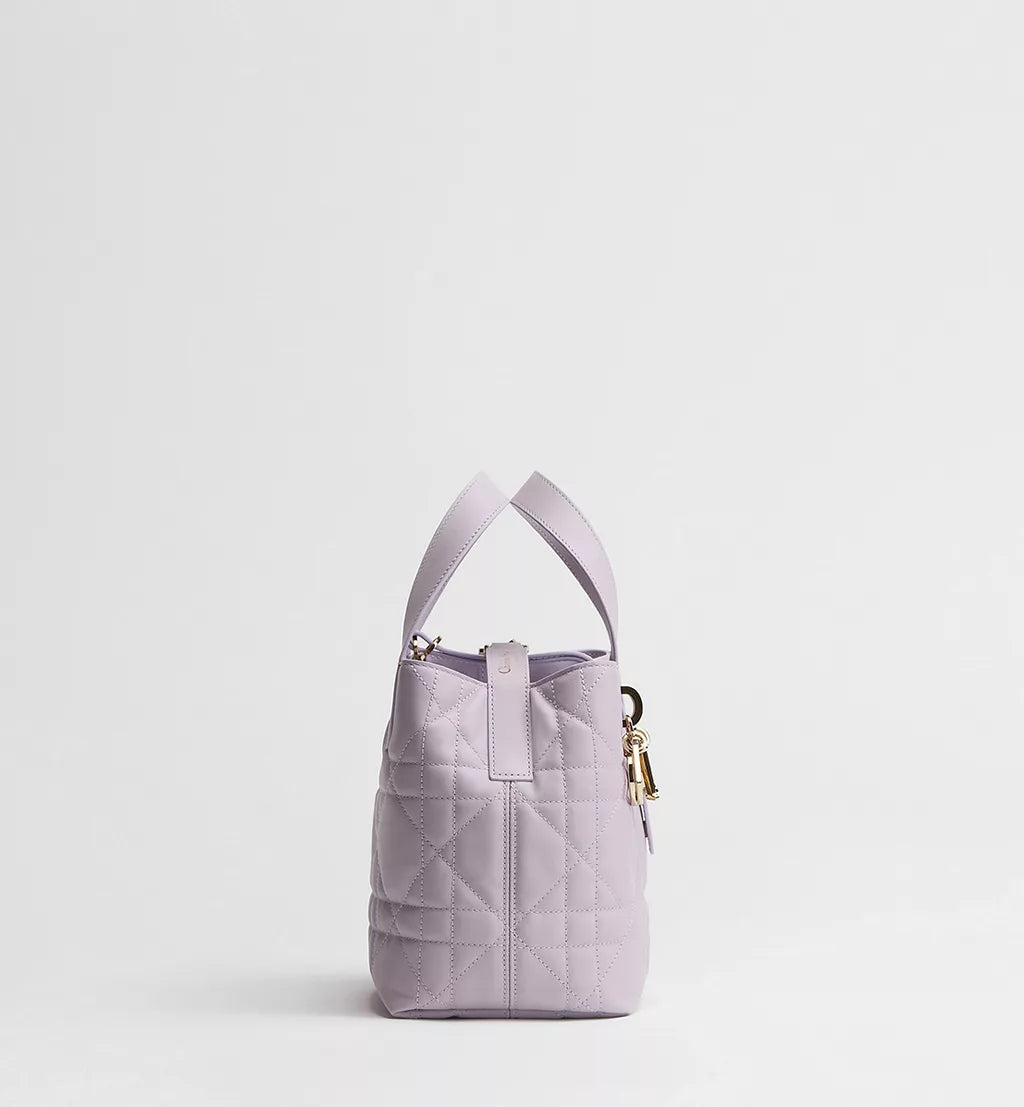 Small Dior Toujours Vertical Tote Bag Lilas Macrocannage Calfskin