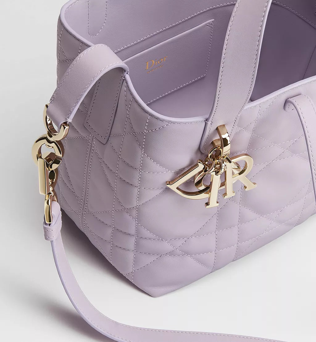 Small Dior Toujours Vertical Tote Bag Lilas Macrocannage Calfskin