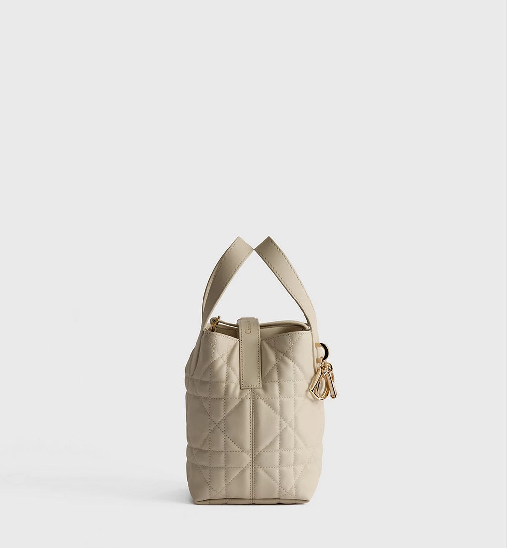 Small Dior Toujours Vertical Tote Bag Craie Macrocannage Calfskin Craie Macrocannage Calfskin