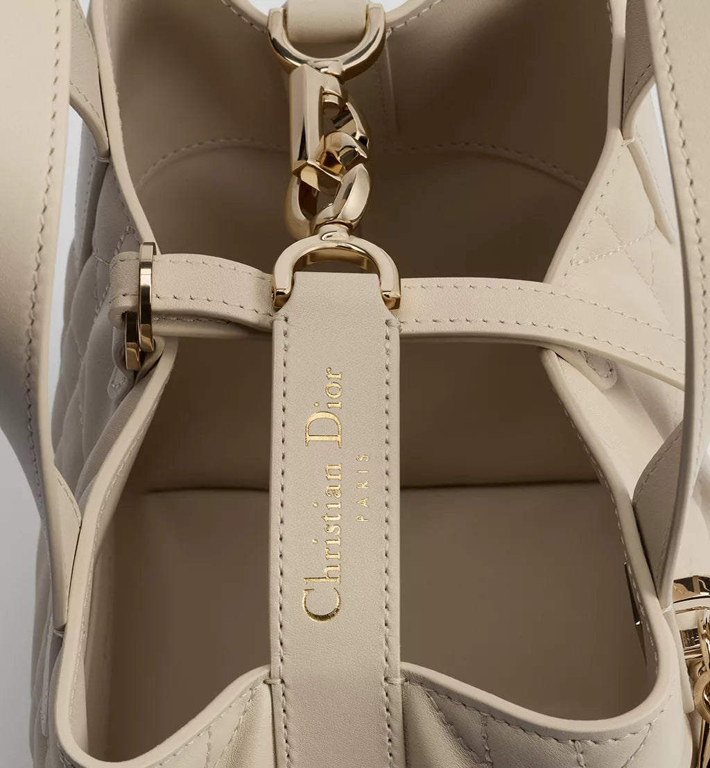 Small Dior Toujours Vertical Tote Bag Craie Macrocannage Calfskin Craie Macrocannage Calfskin