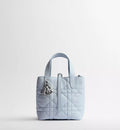 Small Dior Toujours Vertical Tote Bag Ice Blue Macrocannage Calfskin