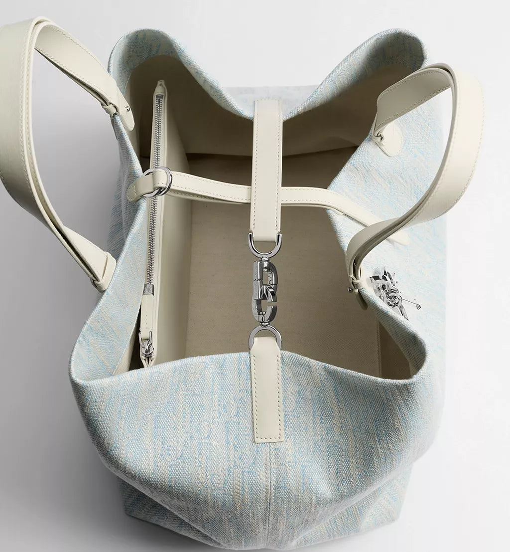 Large Dior Toujours Bag Céleste Blue Dior Oblique Washed Jacquard