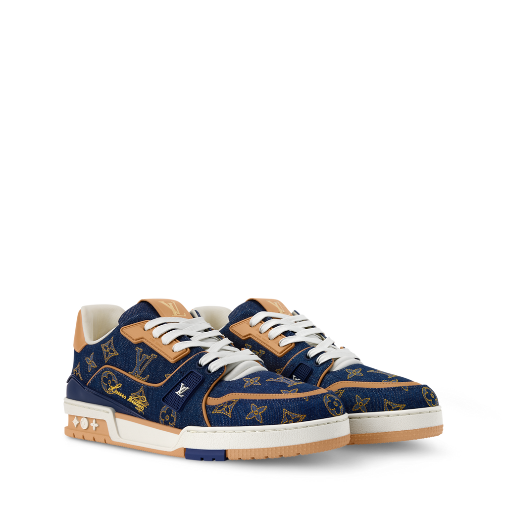 Louis Vuitton LV Trainer Sneaker Blue Denim & Calf Leather