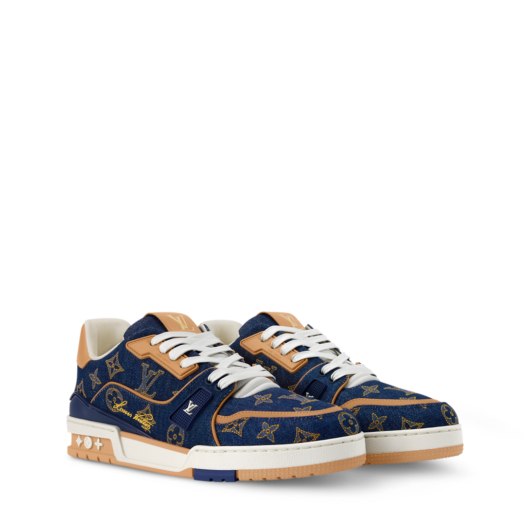 Louis Vuitton LV Trainer Sneaker Blue Denim & Calf Leather