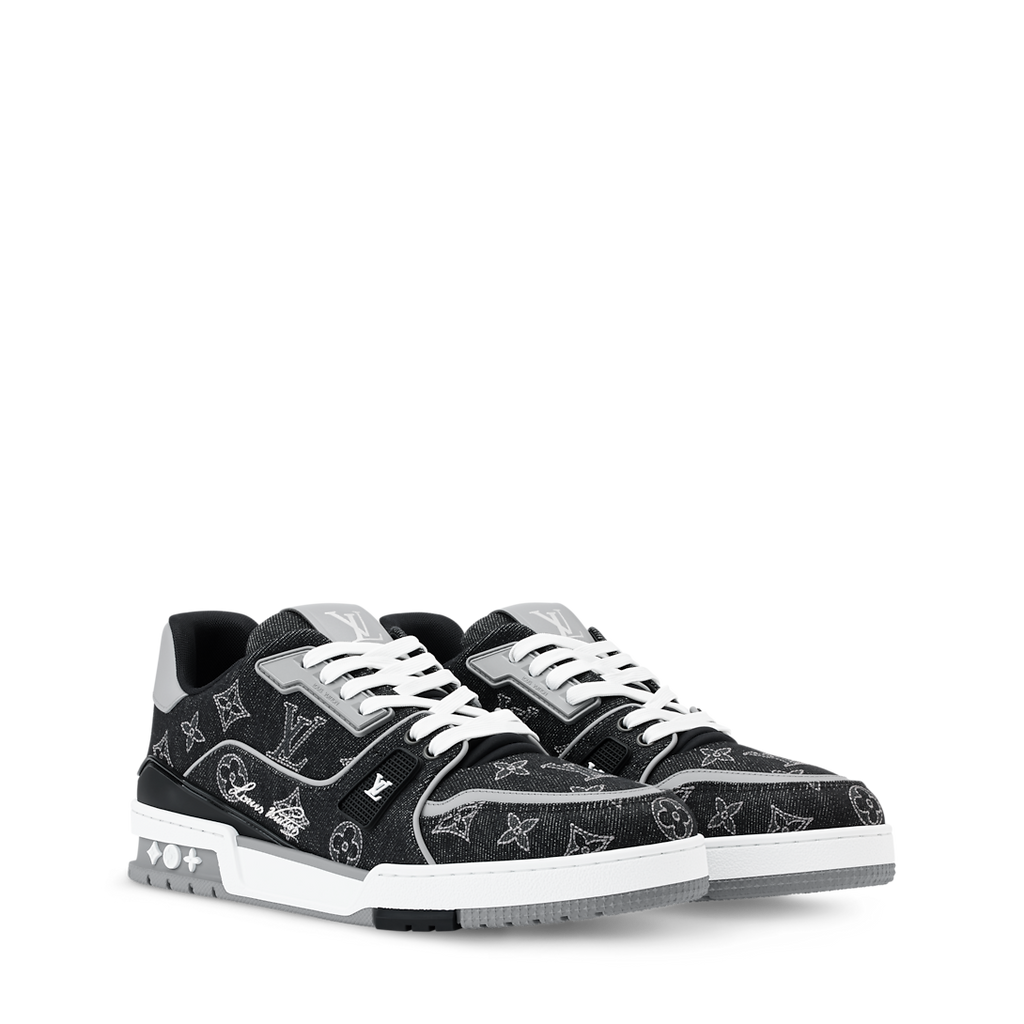 Louis Vuitton LV Trainer Sneaker Black Denim & Calf Leather